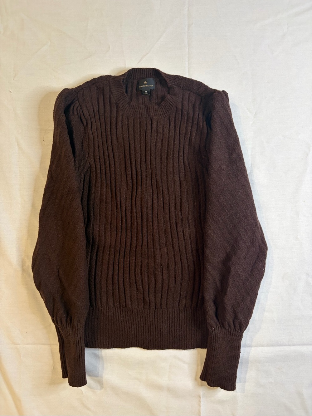 Worthington Men's Dark Brown Ribbed Crewneck Sweater